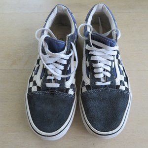 Vans Old Skool Checkerboard Dress Blues White Sneakers Low Top Shoes Mens 7.5